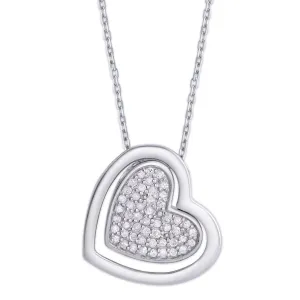 Sterling Silver 1/4 Ct Diamond Double Heart Necklace