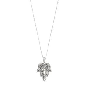 Sterling Silver Cubic Zirconia Leaf Cluster Necklace