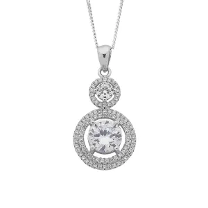 Sterling Silver White Cubic Zirconia Pendant Necklace