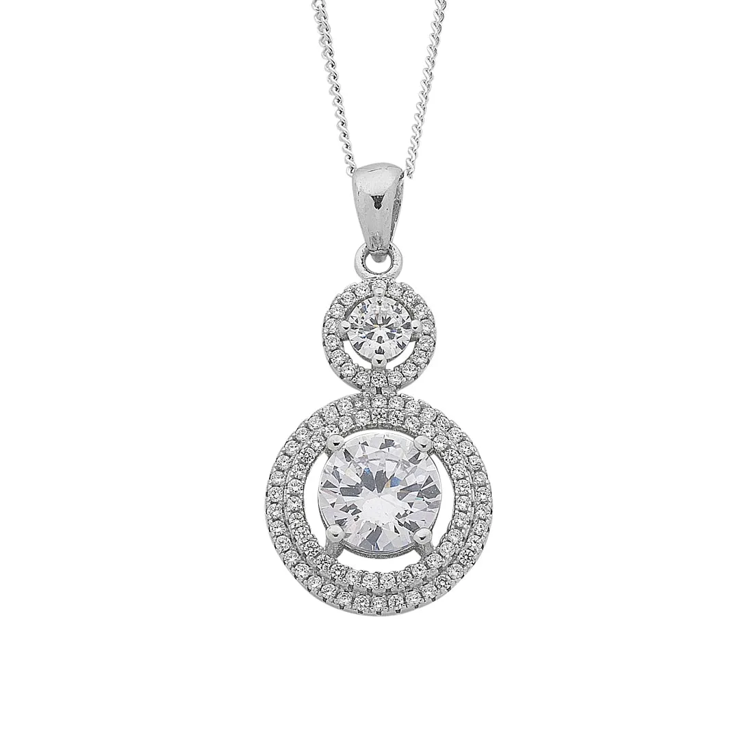 Sterling Silver White Cubic Zirconia Pendant Necklace