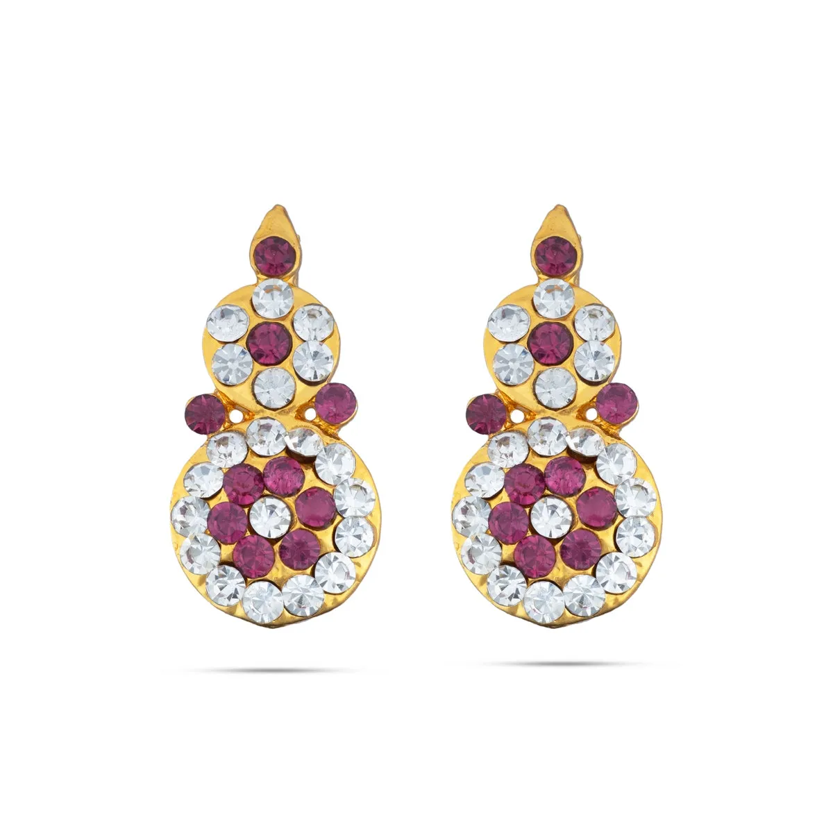 Stone Earring Pair - 1 x 0.5 Inches | Stud Earring/ Stone Karnapathiram for Deity Decor/ 10 Gms Approx