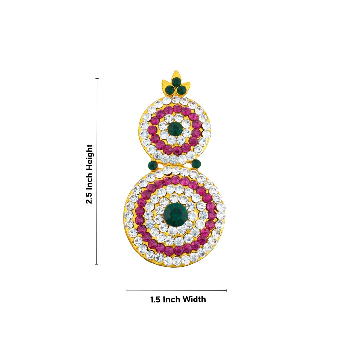 Stone Earring Pair - 2.5 x 1.5 Inches | Stud Earring/ Multicolour Stone Karnapathiram for Deity/ 55 Gms Approx