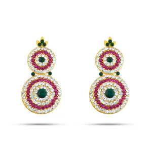 Stone Earring Pair - 2.5 x 1.5 Inches | Stud Earring/ Multicolour Stone Karnapathiram for Deity/ 55 Gms Approx
