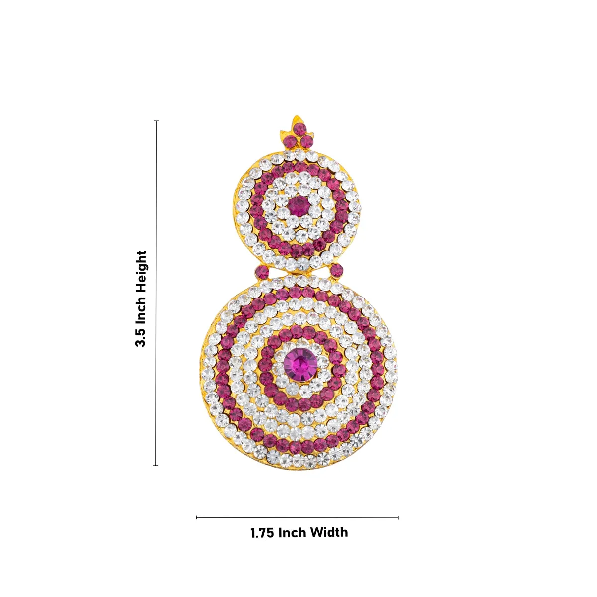 Stone Earring Pair - 3.5 x 1.75 Inches | Stud Earring/ Stone Karnapathiram for Deity/ 95 Gms Approx