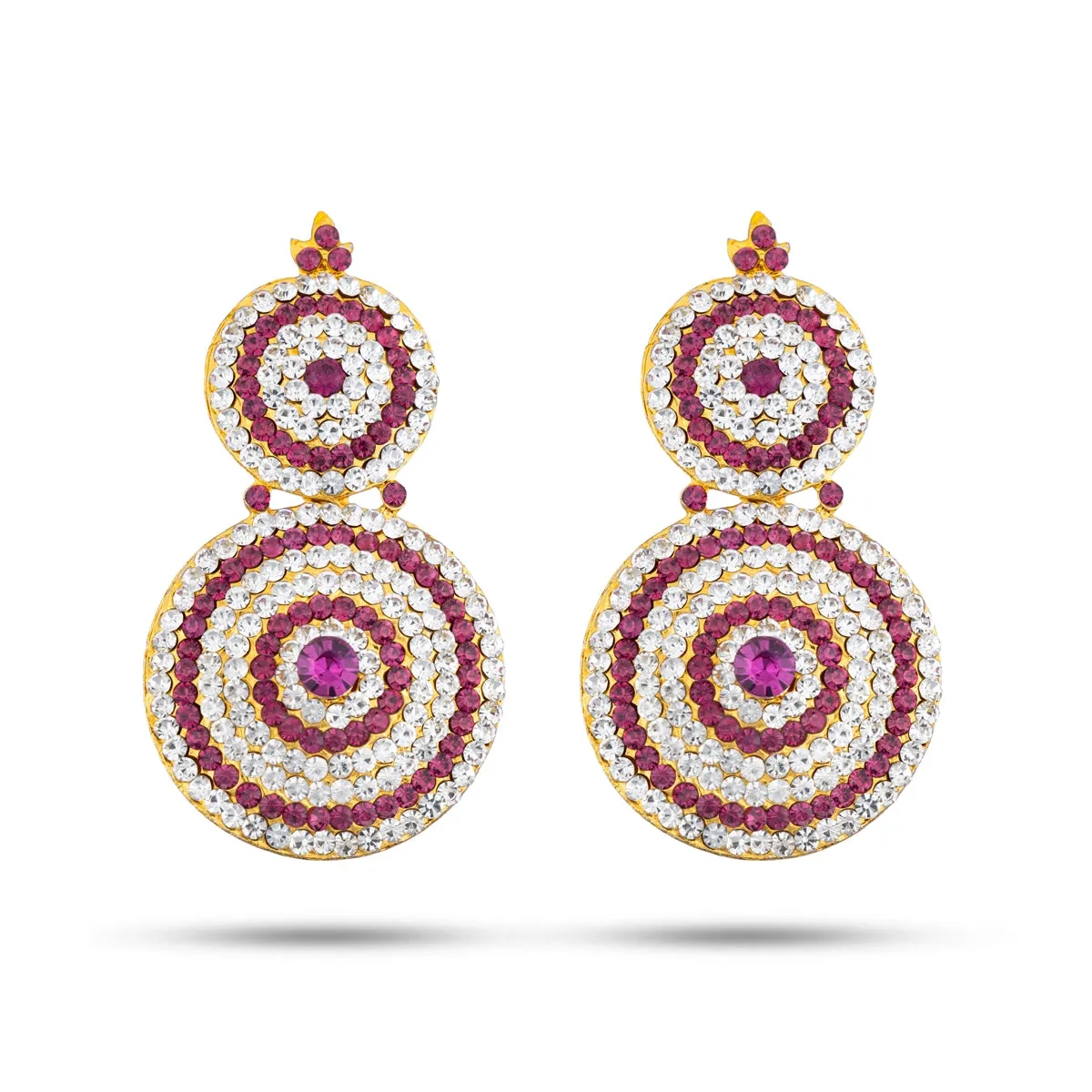 Stone Earring Pair - 3.5 x 1.75 Inches | Stud Earring/ Stone Karnapathiram for Deity/ 95 Gms Approx