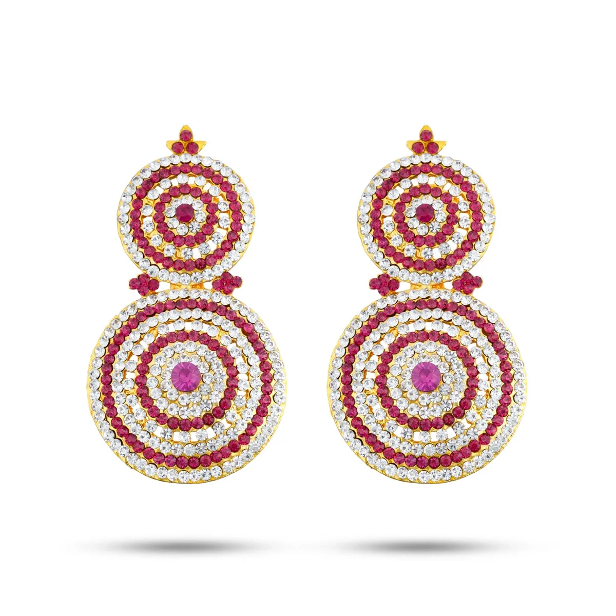 Stone Earring Pair - 4 x 2 Inches | Stud Earring/ Stone Karnapathiram for Deity/ 130 Gms Approx