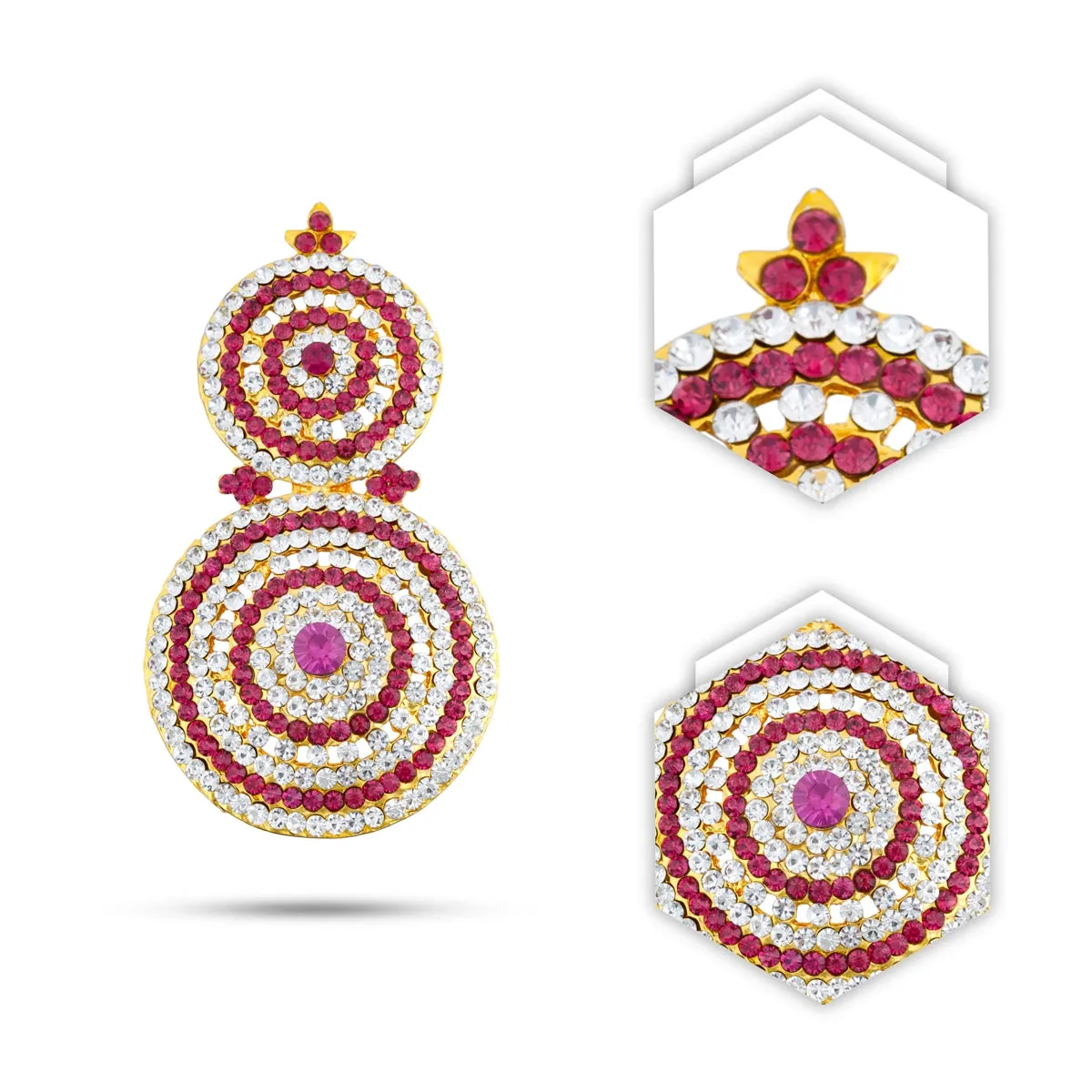Stone Earring Pair - 4 x 2 Inches | Stud Earring/ Stone Karnapathiram for Deity/ 130 Gms Approx