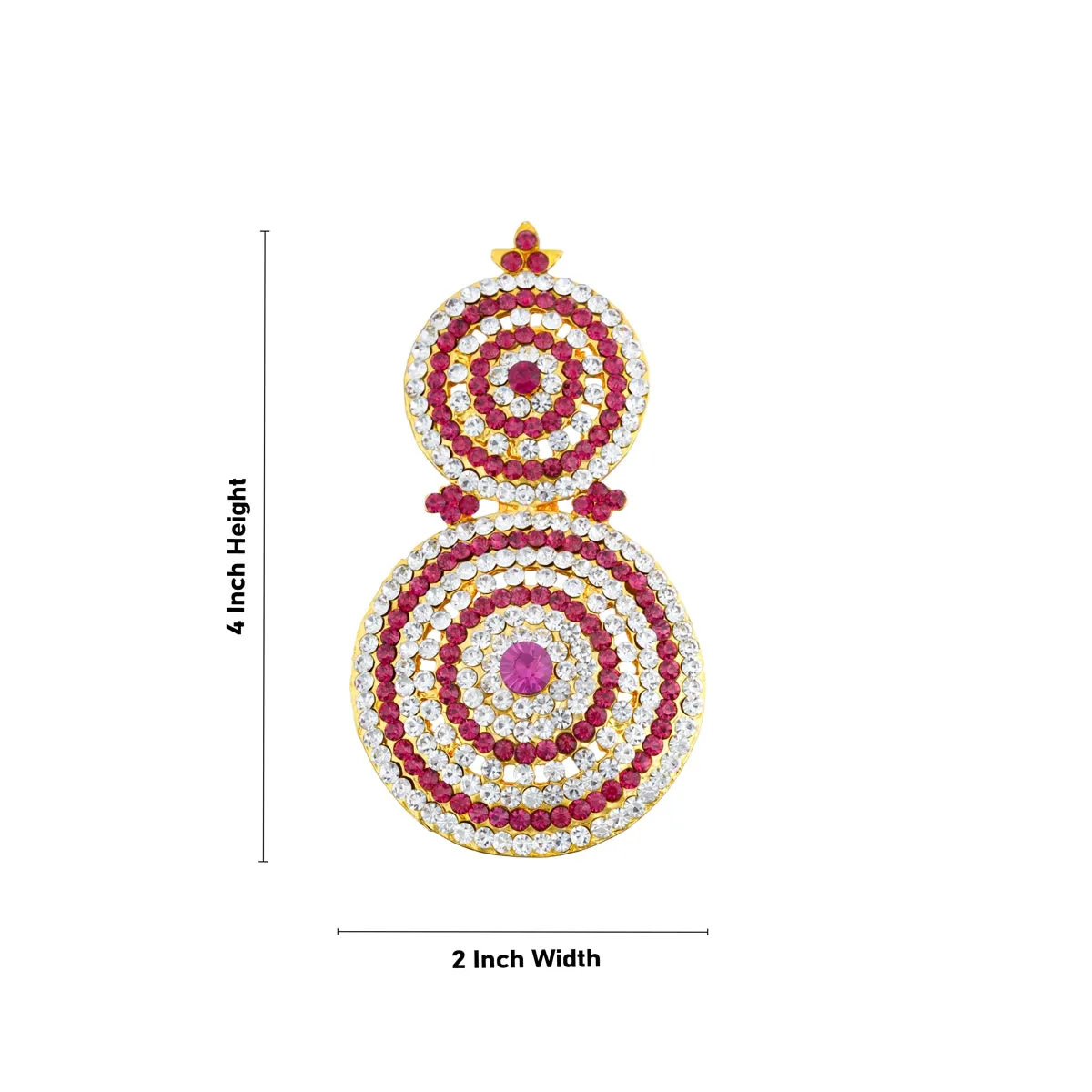 Stone Earring Pair - 4 x 2 Inches | Stud Earring/ Stone Karnapathiram for Deity/ 130 Gms Approx