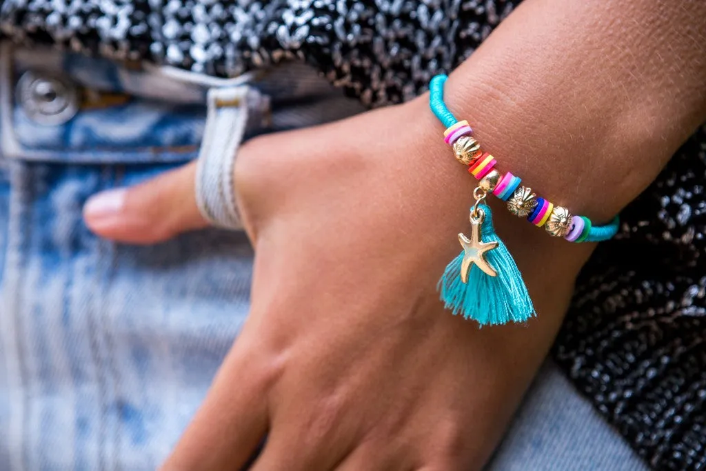 String Tassel Bracelet - black Sea Star