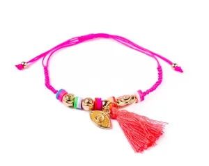 String Tassel Bracelet - Purple Evil Eye