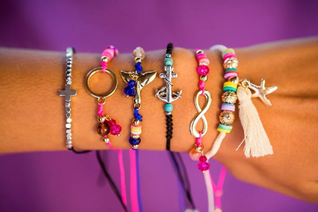 String Tassel Bracelet - Purple Evil Eye