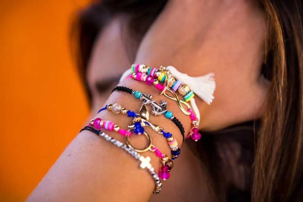 String Tassel Bracelet - Purple Evil Eye