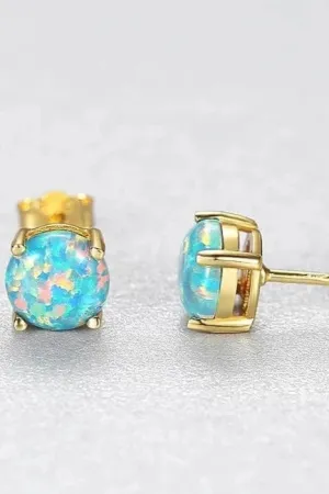 Stud Earrings with 6mm Opal