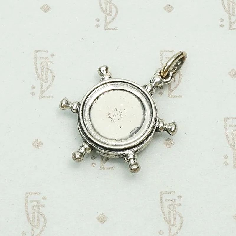 Stylish Sterling Silver Ship's Wheel Compass