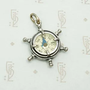 Stylish Sterling Silver Ship's Wheel Compass