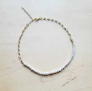 Suzanne Genuine Freshwater Pearl 18" Collar Necklace with Gold Chain