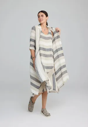 TALIA – Long Striped Gauze Linen Shirt/Dress