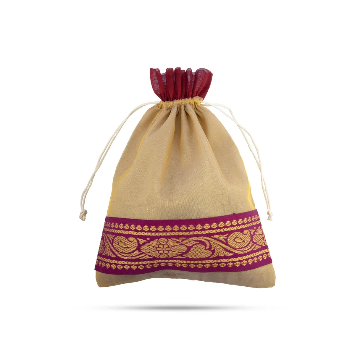 Thamboolam Bag Set - 9 x 11 Inches | 5 Pcs/ Jari Border Design Potli Bag/ Tambula Bag for Wedding/ Assorted Colour
