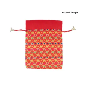Thamboolam Bag Set - 9 x 7 Inches | 5 Pcs/ Brocade Material Potli Bag/ Tambula Bag for Wedding/ Assorted Colour