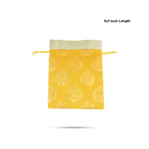 Thamboolam Bag Set - 9 x 7 Inches | 5 Pcs/ Jari Design Potli Bag/ Tambula Bag for Wedding/ Assorted Colour