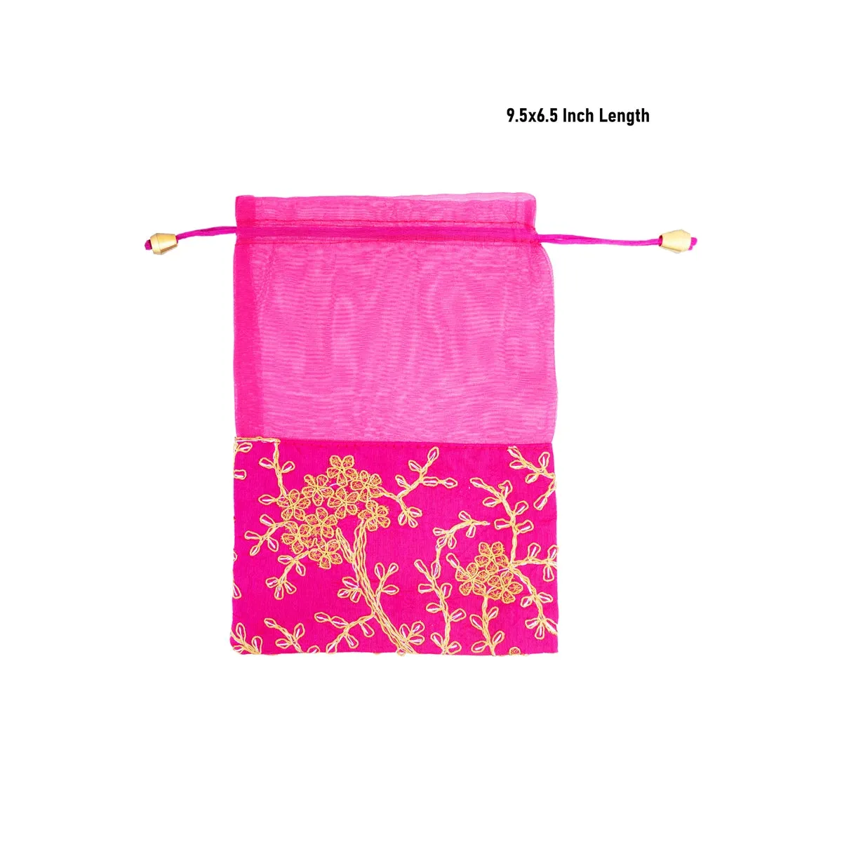 Thambulam Bag Set - 9.5 x 6.5 Inches | 5 Pcs/ Embroidery Design Potli Bag/ Return Gift Bag/ Assorted Colour
