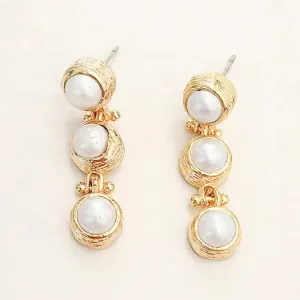 The Lynda Luxe Triple Drop Pearl Earrings by Virtue Jewelry