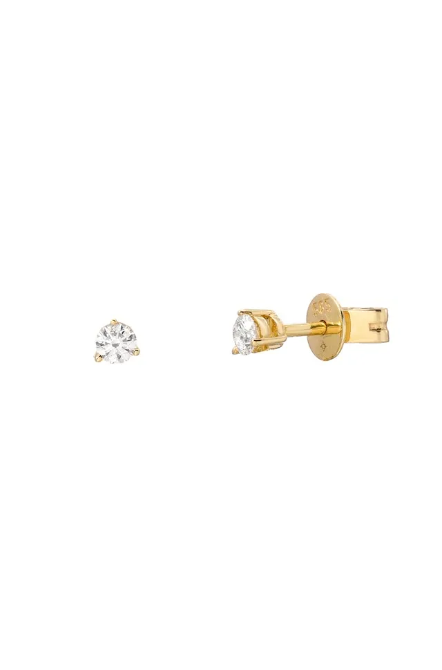Three Prong Diamond Earring Stud