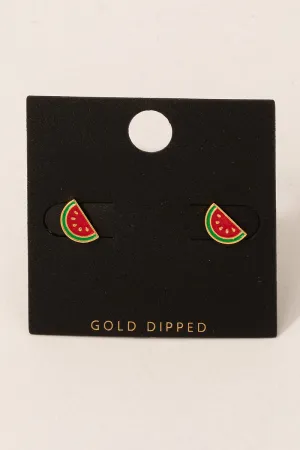 Tiny Watermelon Stud Earrings in Gold