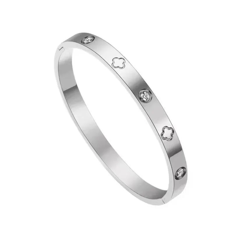 Titanium Rose Gold Bracelet Four Leaf Clover Design