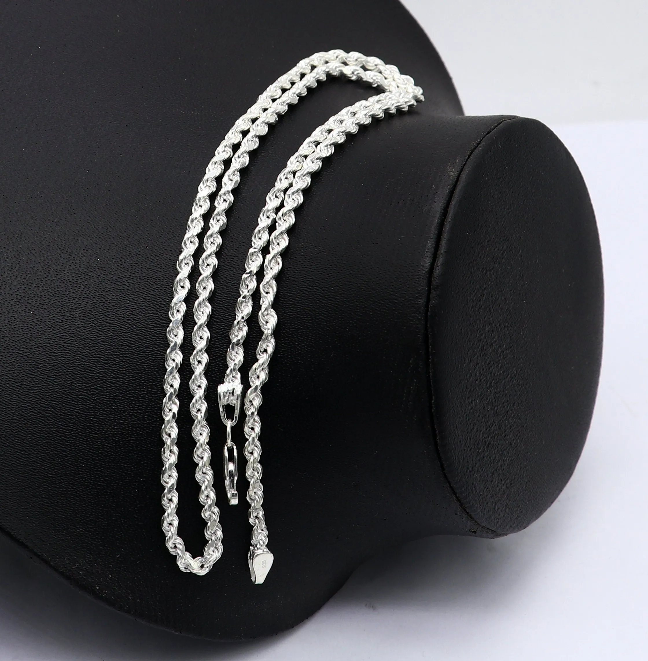 Trendy style Solid 925 sterling silver 19" TO 21" Rope chain 925 sterling silver handmade necklace chain, plain twisted silver chain ch572