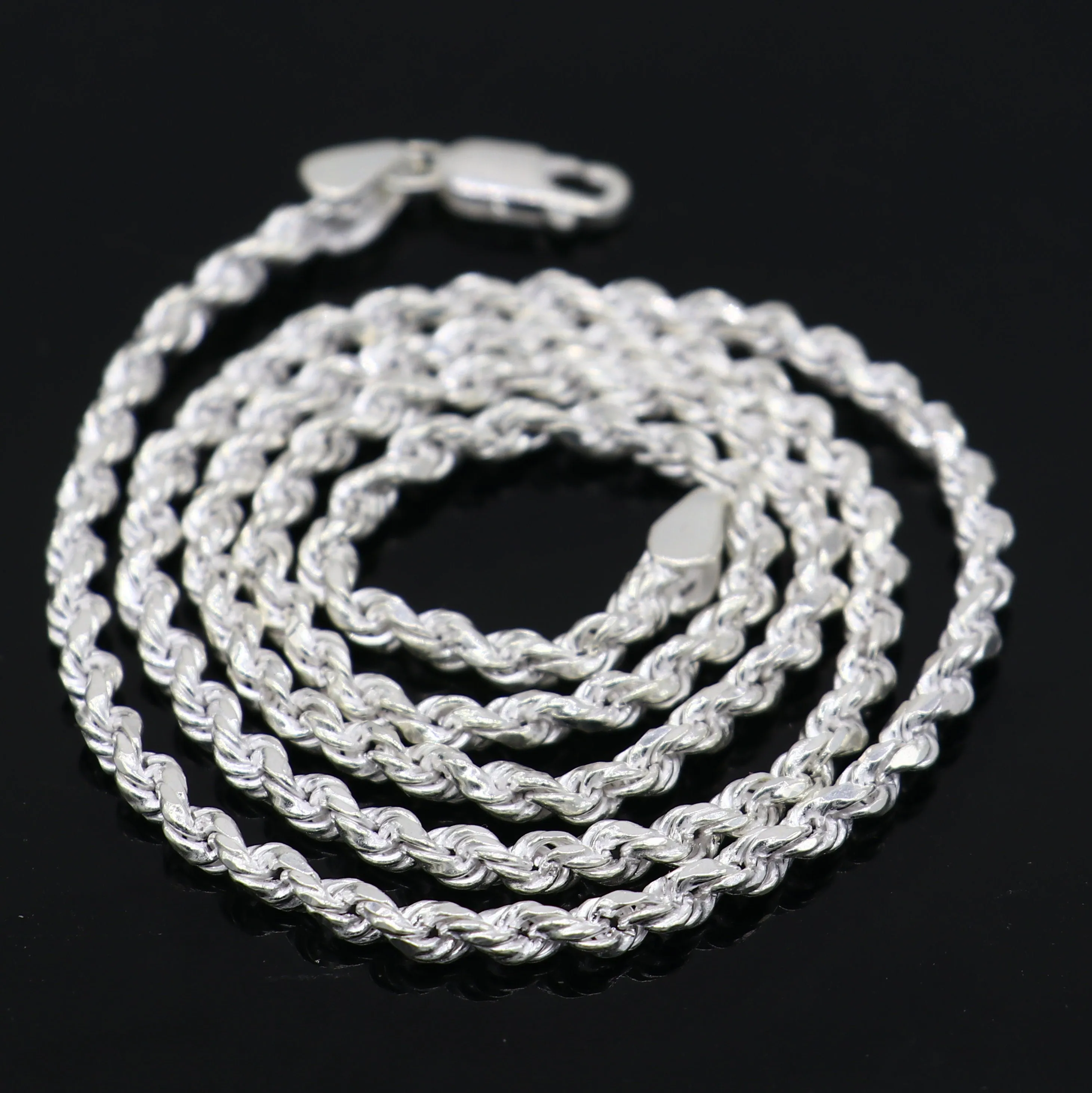 Trendy style Solid 925 sterling silver 19" TO 21" Rope chain 925 sterling silver handmade necklace chain, plain twisted silver chain ch572