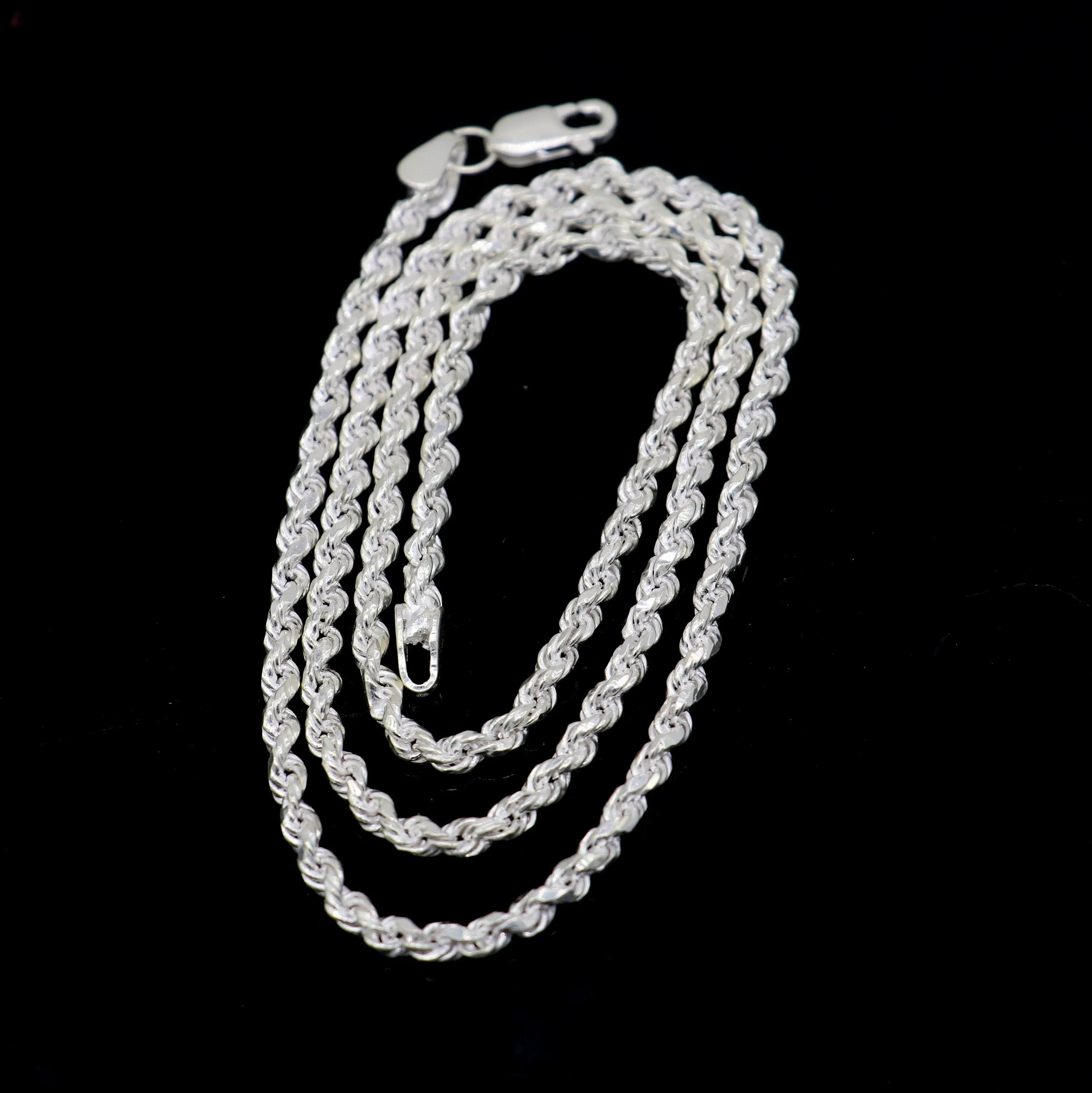 Trendy style Solid 925 sterling silver 19" TO 21" Rope chain 925 sterling silver handmade necklace chain, plain twisted silver chain ch572
