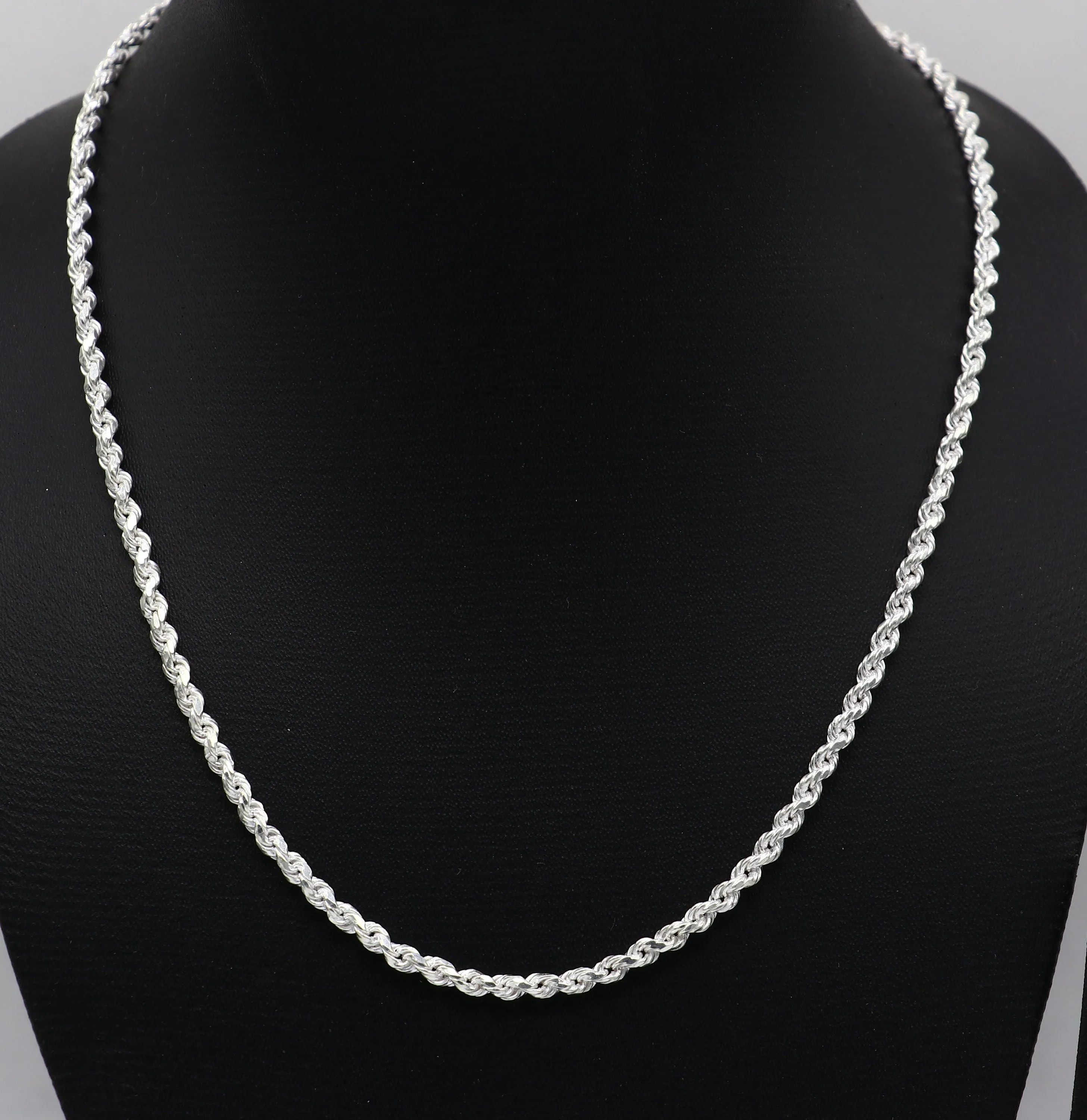 Trendy style Solid 925 sterling silver 19" TO 21" Rope chain 925 sterling silver handmade necklace chain, plain twisted silver chain ch572