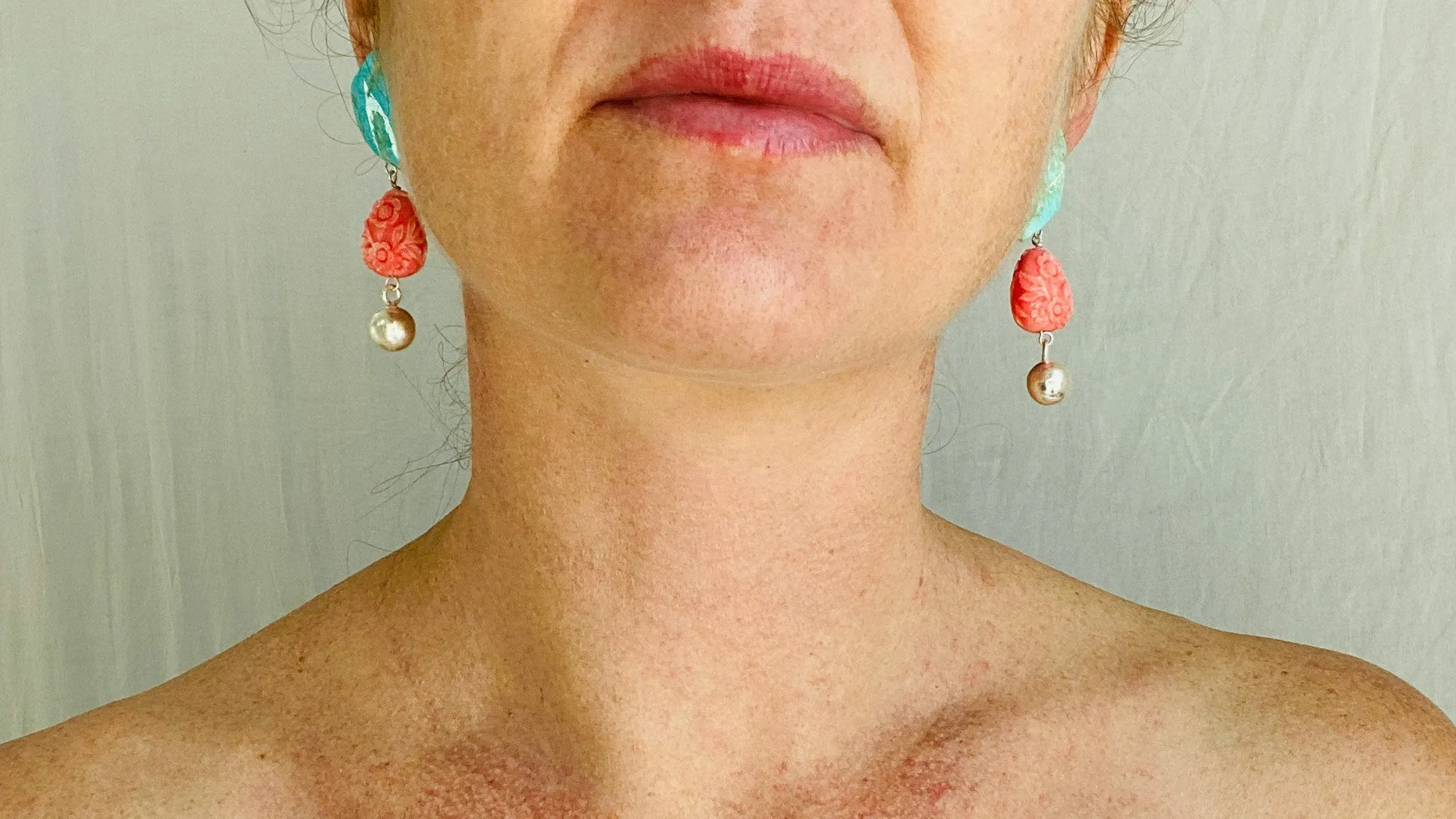 Turquoise & Faux Shell Earrings.