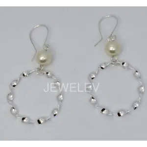 Twisted Hoop with Pearl Earrings
