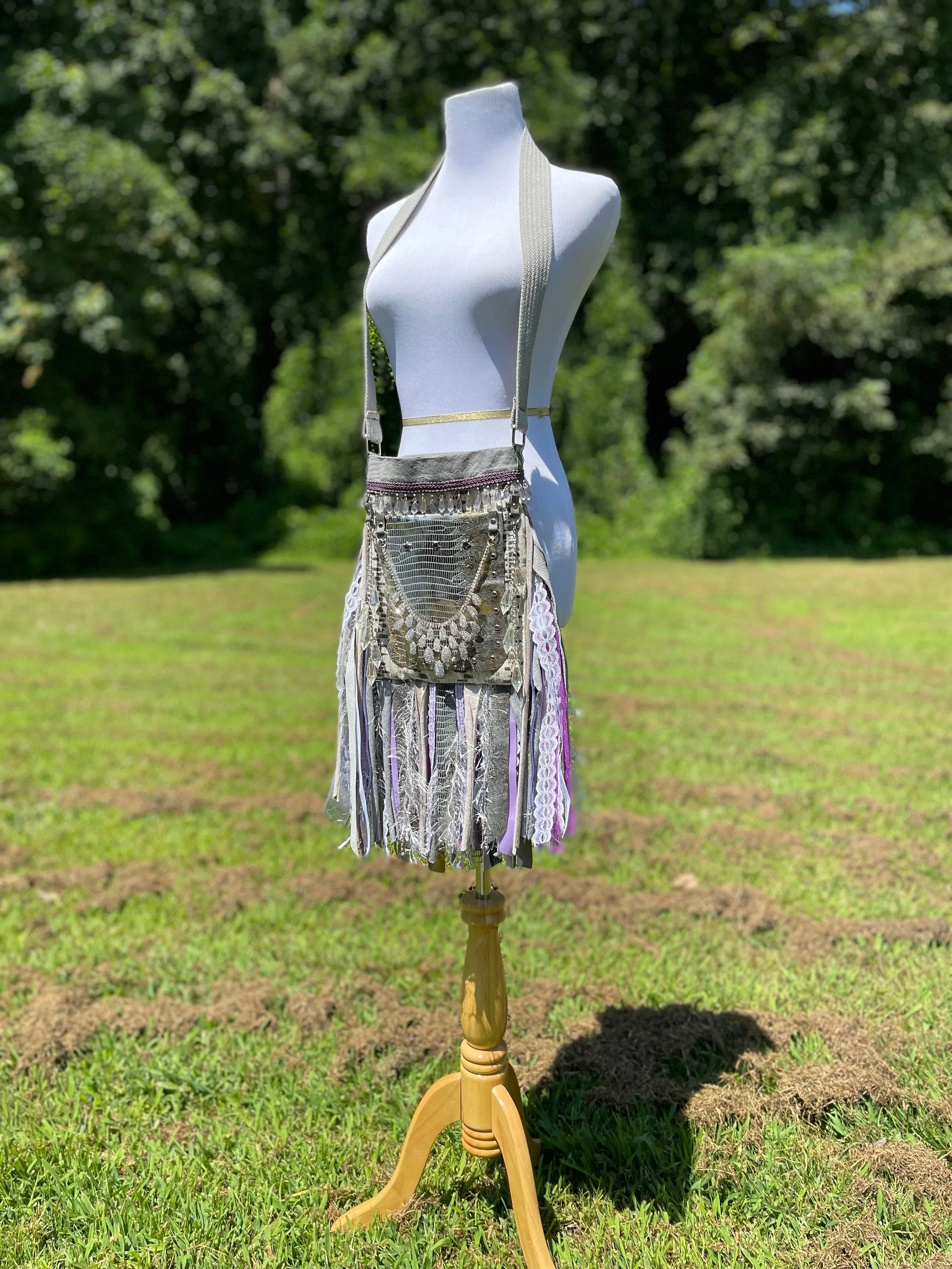 Vibrant Fringe Purse - Festival Ready in Purple/Silver