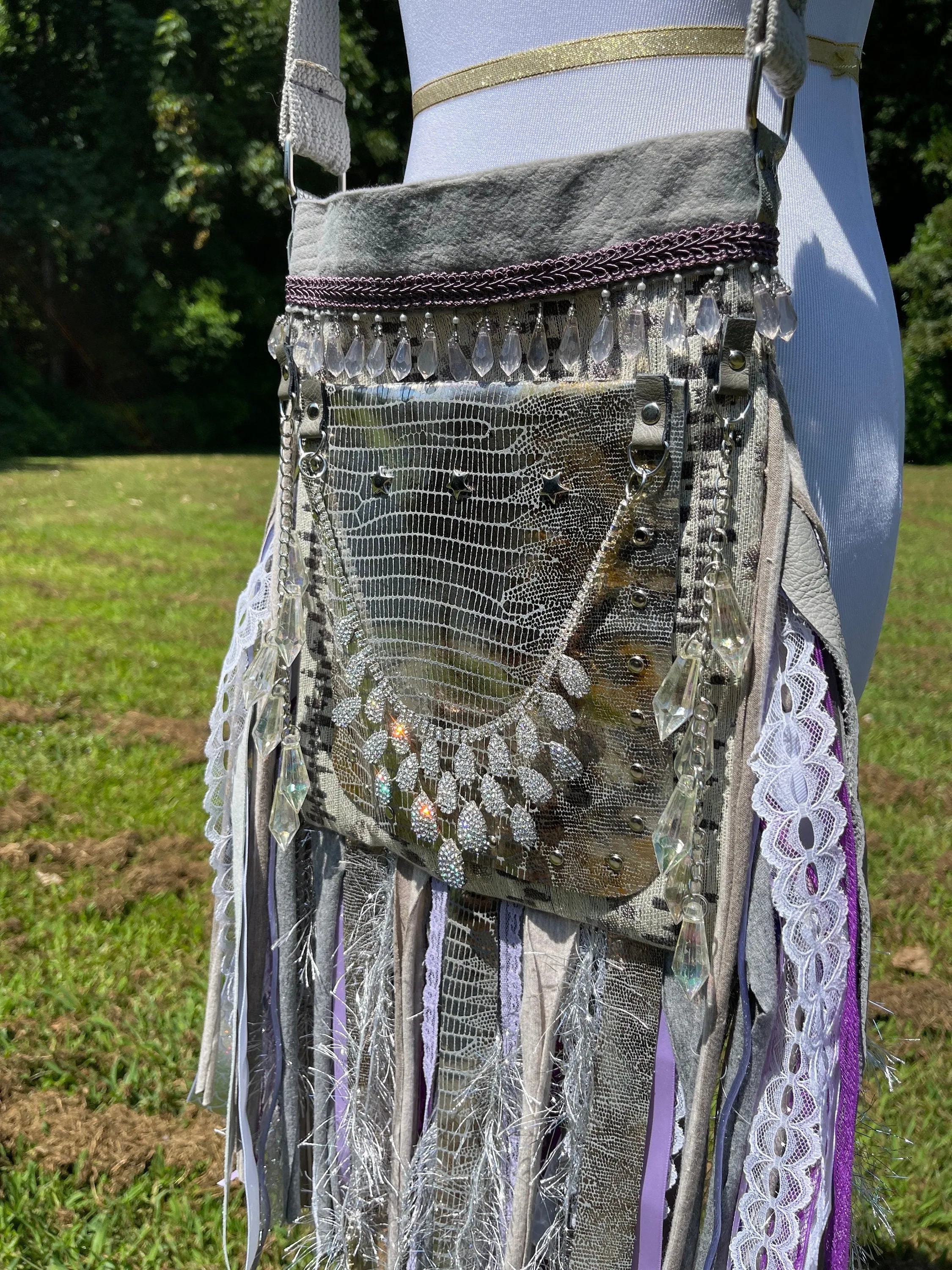 Vibrant Fringe Purse - Festival Ready in Purple/Silver