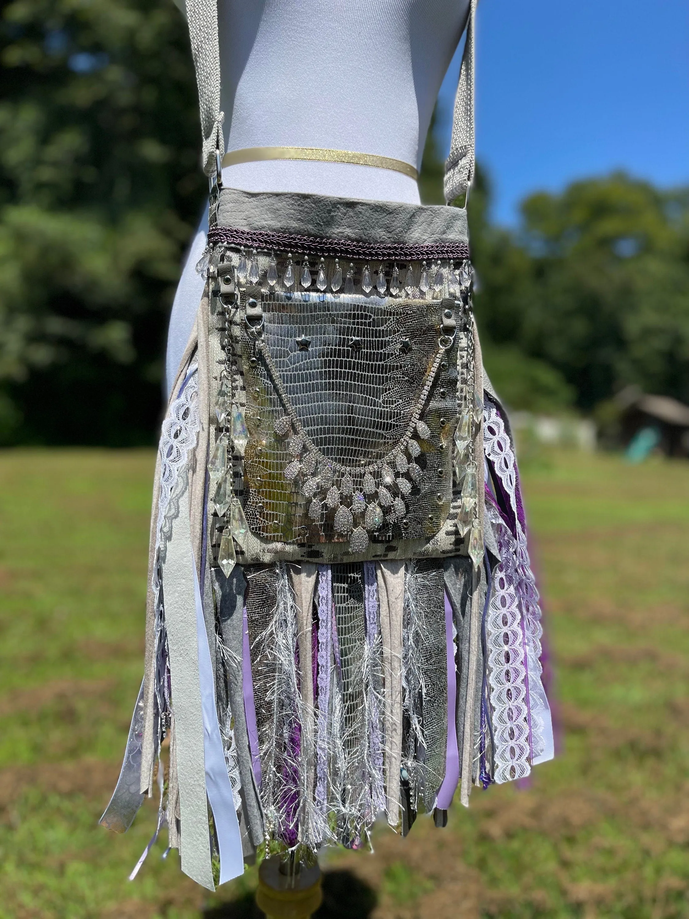 Vibrant Fringe Purse - Festival Ready in Purple/Silver