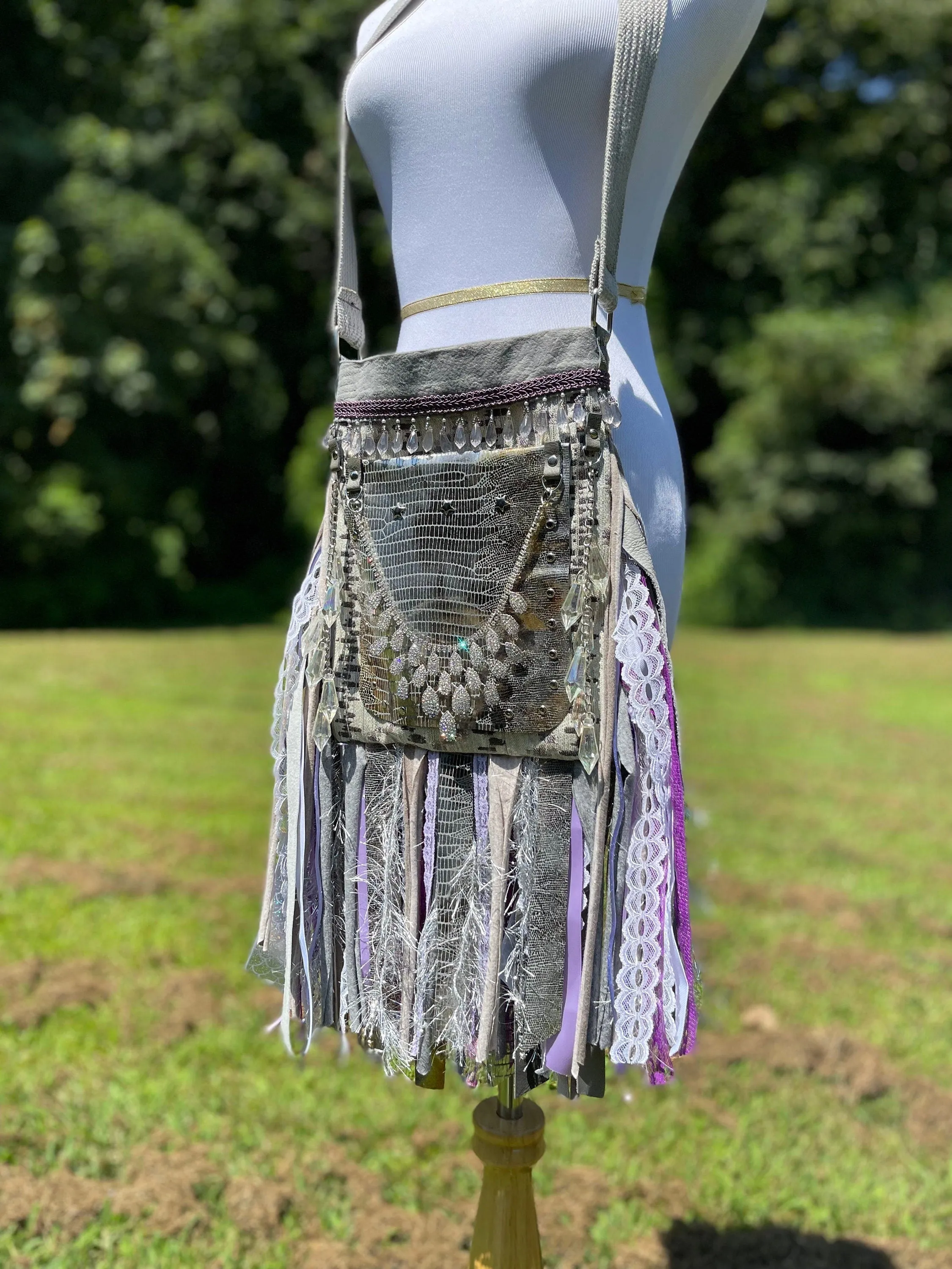 Vibrant Fringe Purse - Festival Ready in Purple/Silver