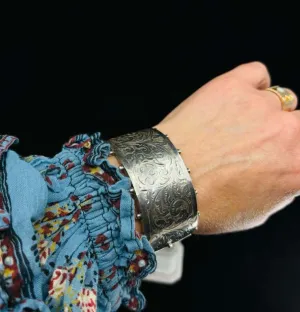 Victorian Silver Wide Engraved Bangle