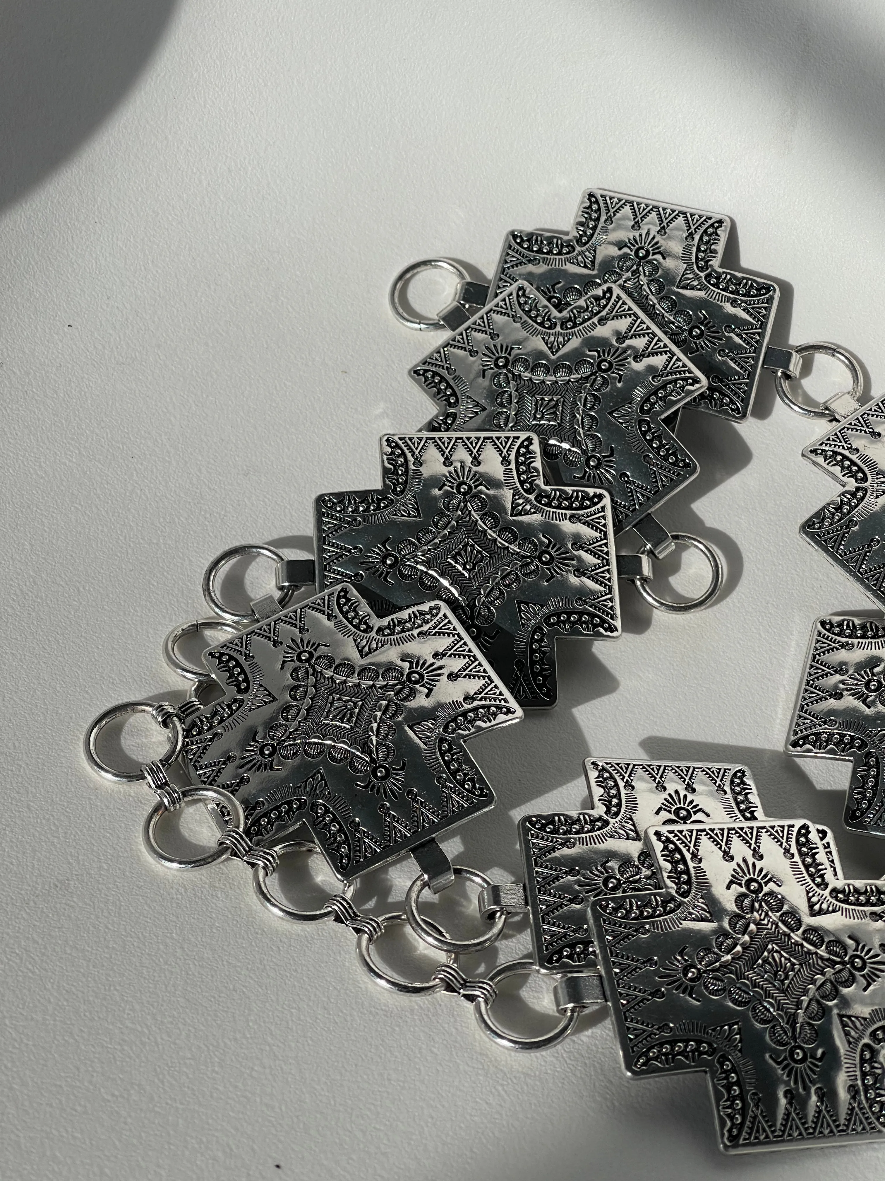 Wayne Metal Western Cross Chain Belt In Silver