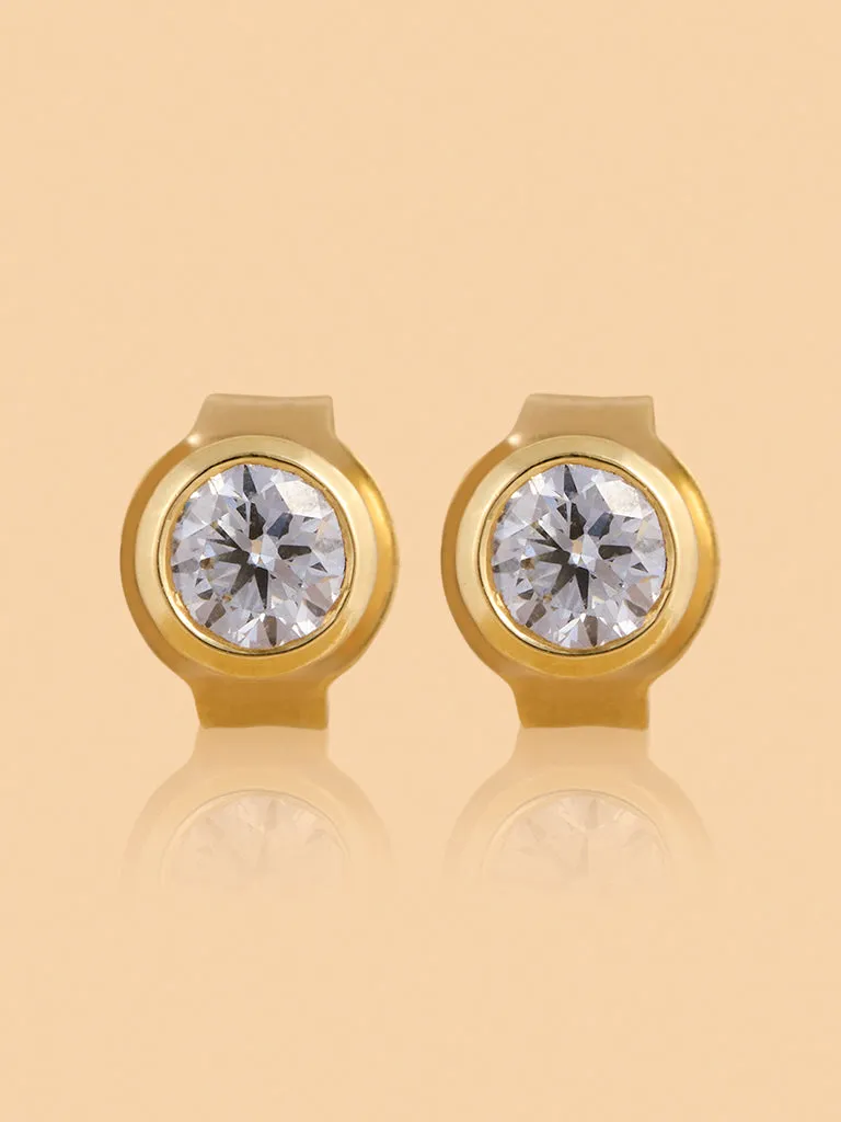 Westside X Pome Round Bezel Set Lab Diamond Stud Earrings