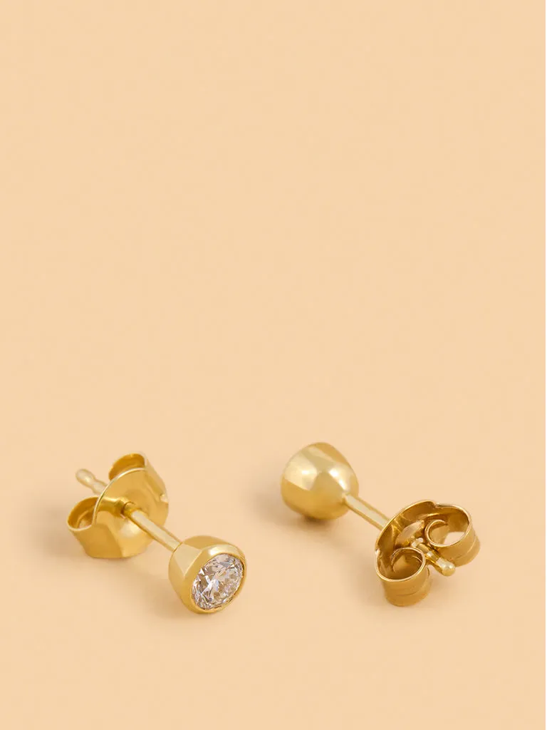 Westside X Pome Round Bezel Set Lab Diamond Stud Earrings