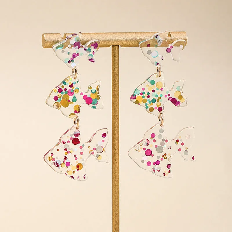 Whimsical Vienna Verve Acrylic Fish Earrings - Vibrant and Playful Women's Jewelry Wholesale