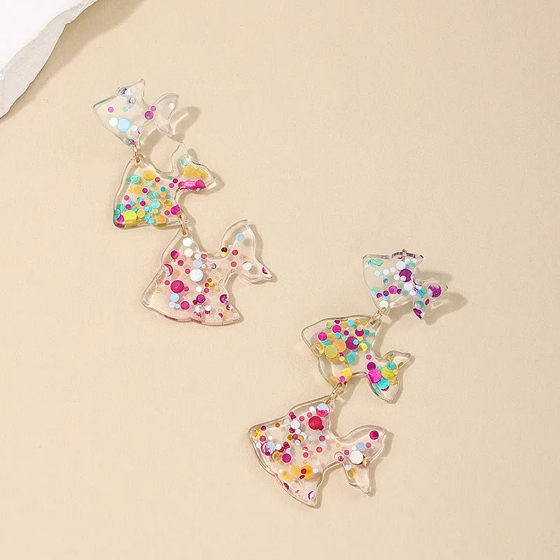 Whimsical Vienna Verve Acrylic Fish Earrings - Vibrant and Playful Women's Jewelry Wholesale