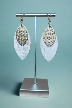 White Cork Earrings Gold