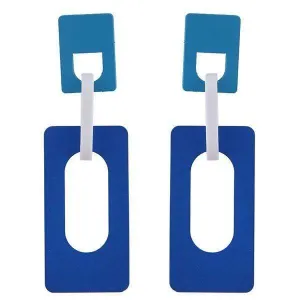 Womens Blue Square Hoop Acrylic Earrings