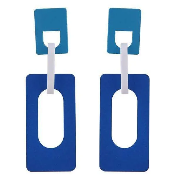 Womens Blue Square Hoop Acrylic Earrings