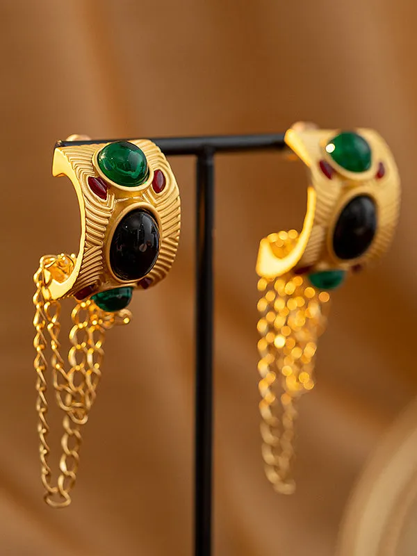 xakxx Chains Tasseled Eardrop Earrings Accessories