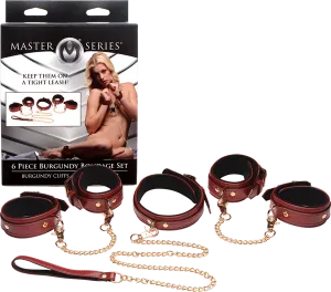Xr Brands Burgundy Bondage Set 6 Piece - See Description
